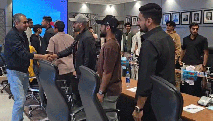 PCB Chairman Naqvi meets young domestic cricketers ahead of New Zealand tour